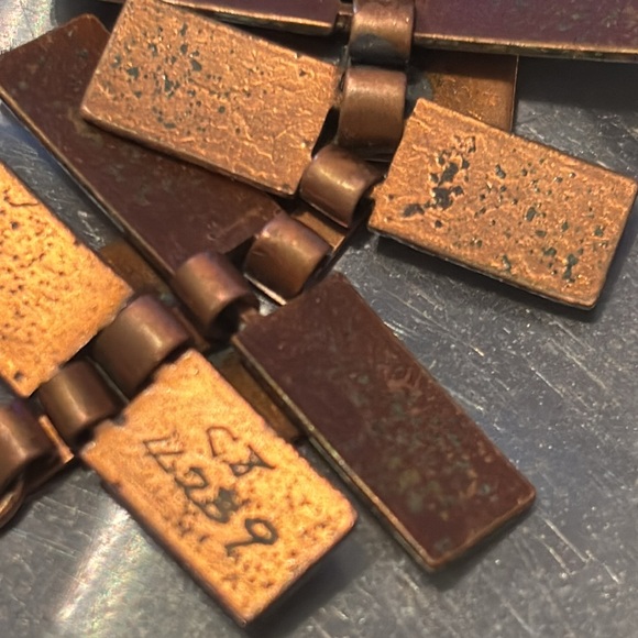 1950'S VINTAGE MATISSE RENOIR COPPER WHITE ENAMEL BRACELET - Picture 11 of 12